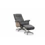 Relaxsessel mit Fuhocker aus echtem Schaffell, Graphitgrau/Whitewash - Ulla