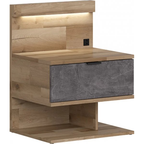 Arica Nachttisch links - Eiche/grau