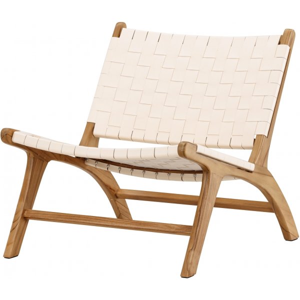 Rike Loungesessel - Creme PU/Teak Rike Loungesessel - Creme PU/Teak