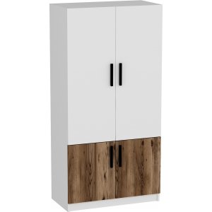 Newra Kleiderschrank - Walnuss/Wei