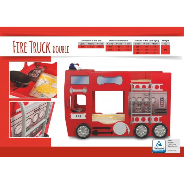 Etagenbett des Feuerwehrautos Alfon - 90x190 cm Etagenbett des Feuerwehrautos Alfon - 90x190 cm