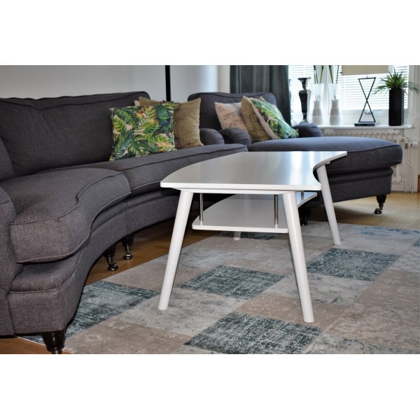 Louise ovaler Couchtisch mit Ablage - Wei