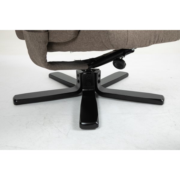 Oslo Liegesessel mit Hocker aus dunkelbeigem Stoff