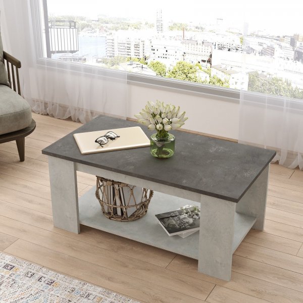 Luvio Couchtisch 15, 96x50 cm - Silber/Anthrazit