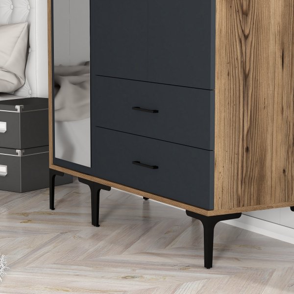 Kumsal Kleiderschrank 8 Walnuss/Anthrazit