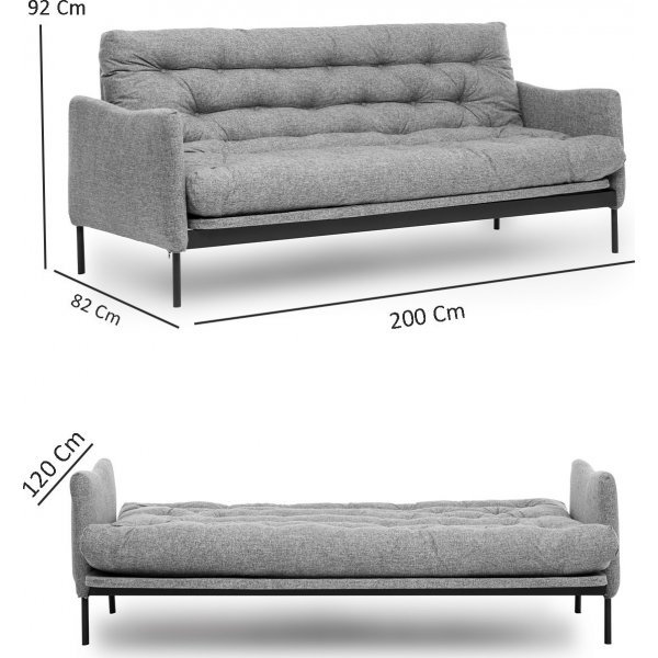 Renge 3-Sitzer-Schlafsofa - Hellgrau