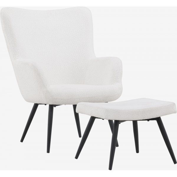 Como-Sessel aus weiem Boucl