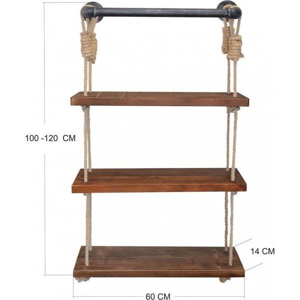 Gartano Wandregal - Nussbaum/schwarz