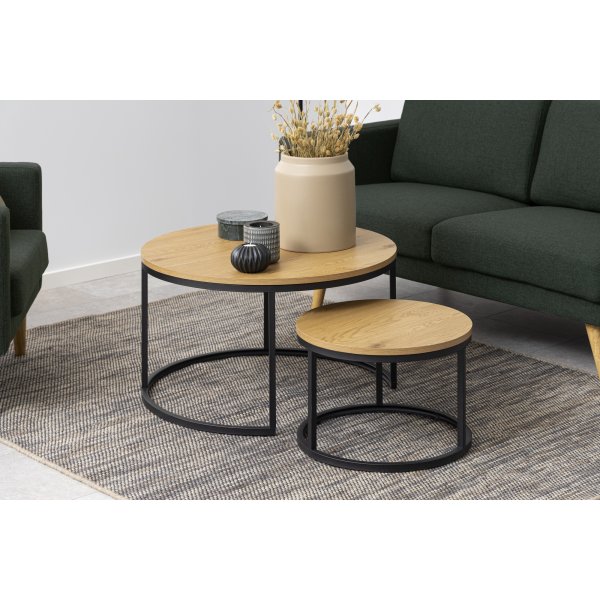 Spiro Couchtisch 50/80 cm - Eiche/schwarz