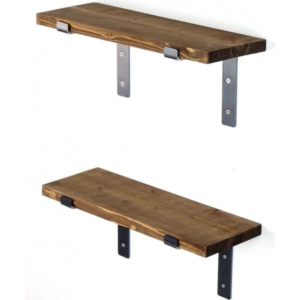 Lamba Wandregal 5 - Schwarz/Walnuss