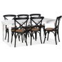 Paris Essgruppe 180 cm Tisch wei + 6 schwarze Gaston Esszimmersthle