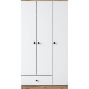 Mendy Kleiderschrank 90 cm - Nussbaum/wei