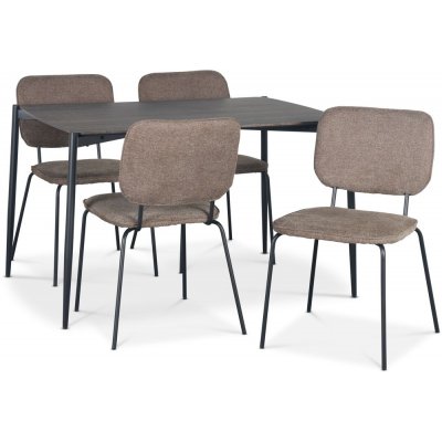 Lokrume Essgruppe 120 cm Tisch aus dunklem Holz + 4 Lokrume braune Stühle