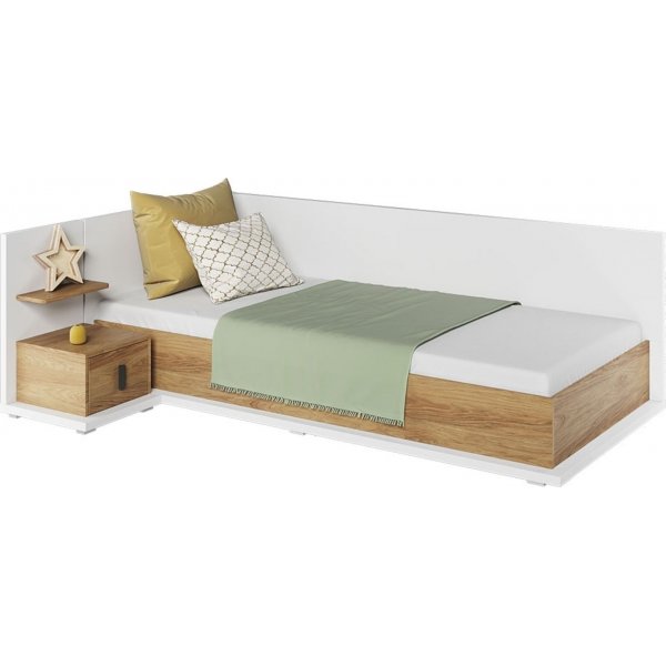 Simi Bett links 90 x 200 cm - Wei/Hickory