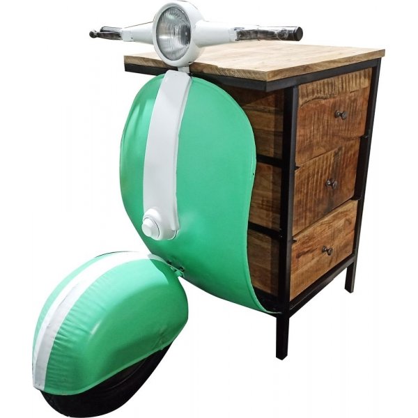 Vintage Vespa Kommode/Nachttisch - Grn/Wei
