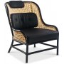 Anton Sessel aus Rattan - Schwarzes PU / Natur