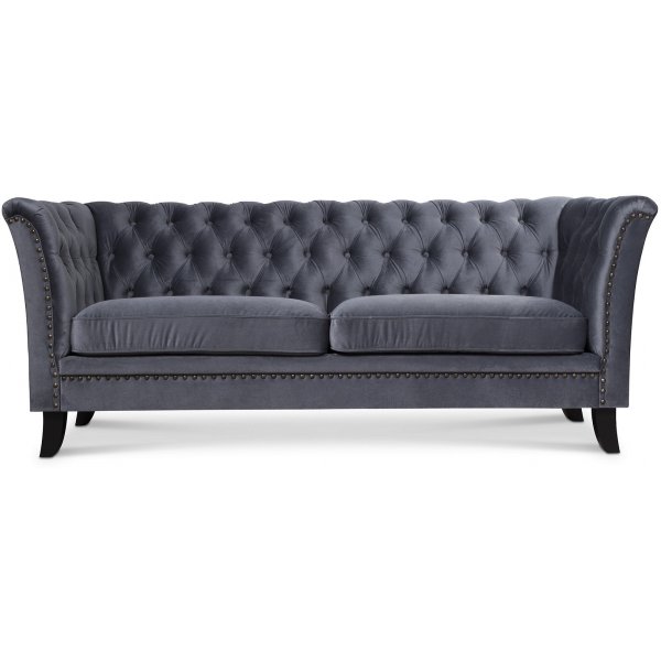Milton Chesterfield 2-Sitzer - grauer Samt
