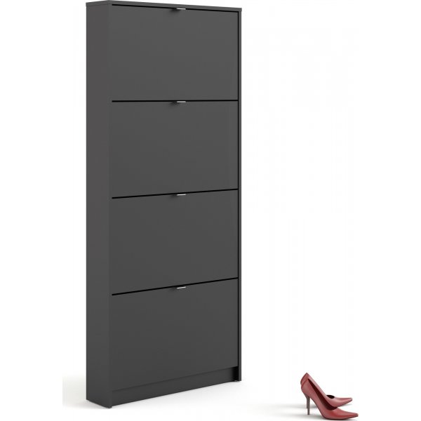 Schuhschrank mit 4 Fchern - Schwarz