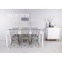 Mellby Essgruppe 180 cm Tisch wei + 6 graue Freischwinger