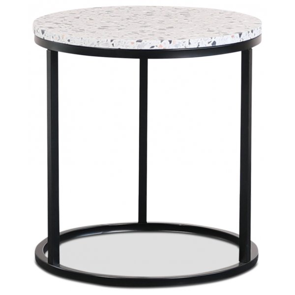Terrazzo Beistelltisch 50 cm - Terrazzo Cosmos & schwarzer MetallUntergestell Accent