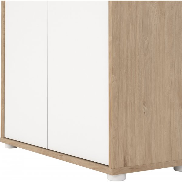 Sign-B�cherregal niedrig mit T�ren - Wei�/Hickory