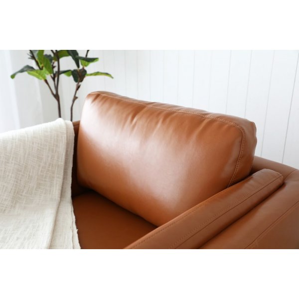 Sessel cognacfarbenes Kunstleder - Cansas + Fleckentferner fr Mbel