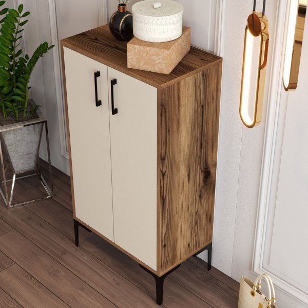 Prager Schuhschrank - Nussbaum/Creme Prager Schuhschrank - Nussbaum/Creme