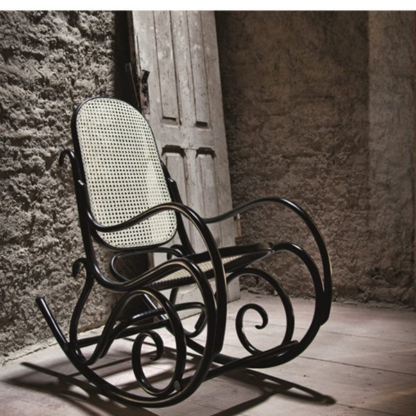 Schaukelstuhl Nr. 21 mit Rattanpolsterung - Beliebige Farbe des Gestells