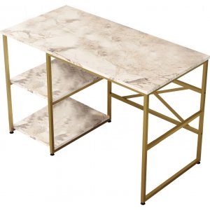 Voyage Schreibtisch 23, 120 x 60 cm - Weier Marmor/Gold