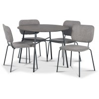 Tufta Essgruppe Ø100 cm Tisch aus dunklem Holz + 4 Lokrume graue Stühle Tufta Essgruppe Ø100 cm Tisch aus dunklem Holz + 4 Lokrume graue Stühle