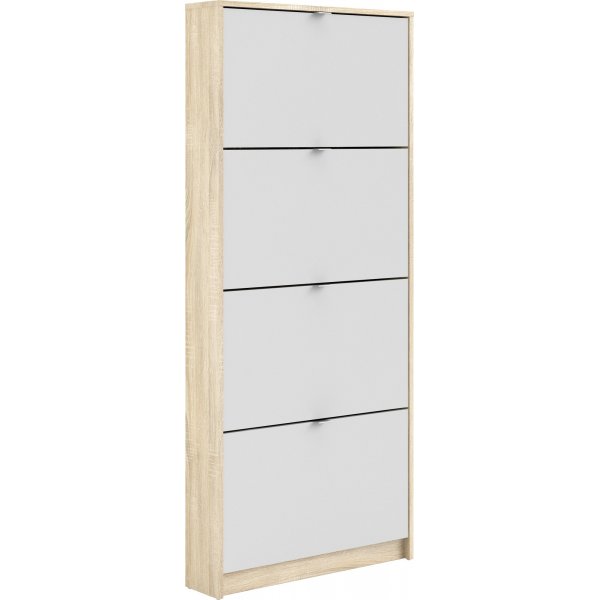 Schuhschrank mit 4 Fächern - Eiche/Weiß