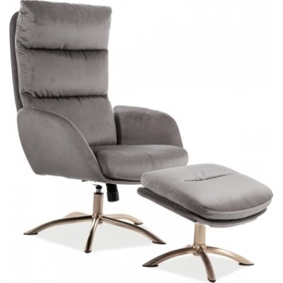 Monroe-Sessel mit Fuhocker aus grauem Samt