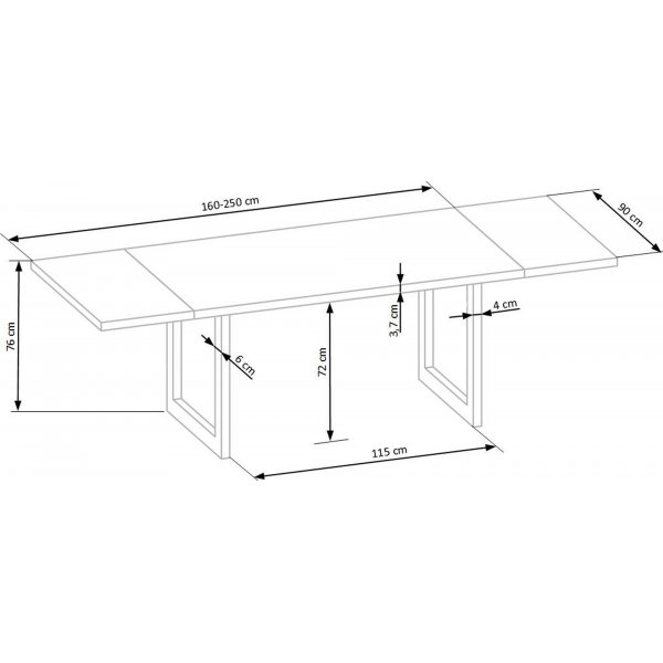 Gambon Esstisch 160x90 cm - Eiche/Schwarz