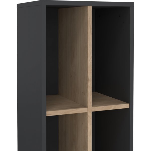 Schilder-B�cherregal mit Trennw�nden - Mattgrau/Hickory