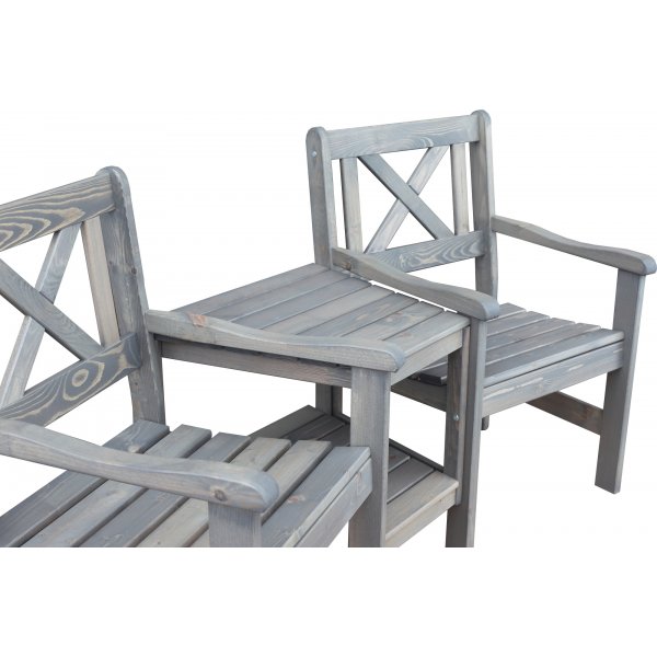 Europe Gartenbank mit Zwischentisch - Loveseat - Grau