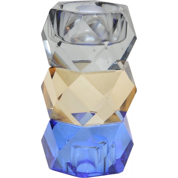 Chanell Kerzenlaterne - Grau/Bernstein/Blau