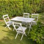 Knohult klassische weie Outdoor-Gruppe: 4 Sthle mit Tisch