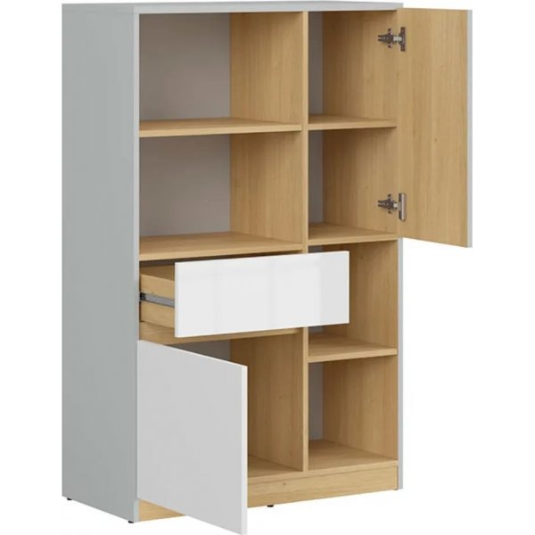 Nandu Bcherregal - Grau/Eiche/Wei