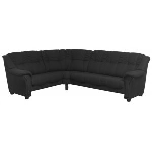 Rom 5-Sitzer-Ecksofa aus schwarzem Stoff - wendbar