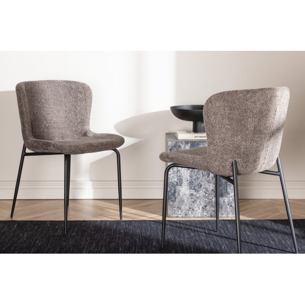 Modesto Esszimmerstuhl - Braunes Bouclé Modesto Esszimmerstuhl - Braunes Bouclé