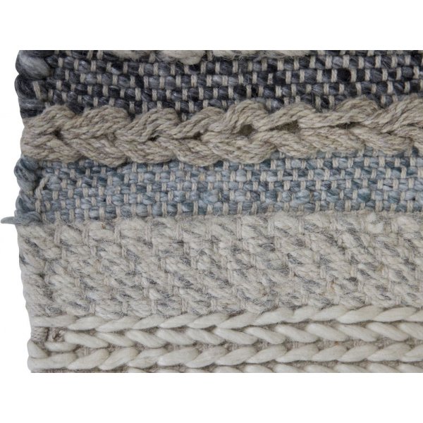 Wollteppich Anna - Beige / Blaue Wolle