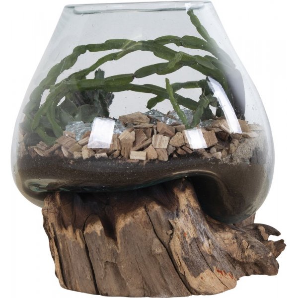 San Marino Wassertropfenvase - Teak/Glas - 15-20 cm