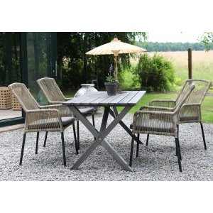 Scottsdale Outdoor-Essgruppen-Esstisch mit 4 Ystad-Gestellsthlen - Grau/Beige