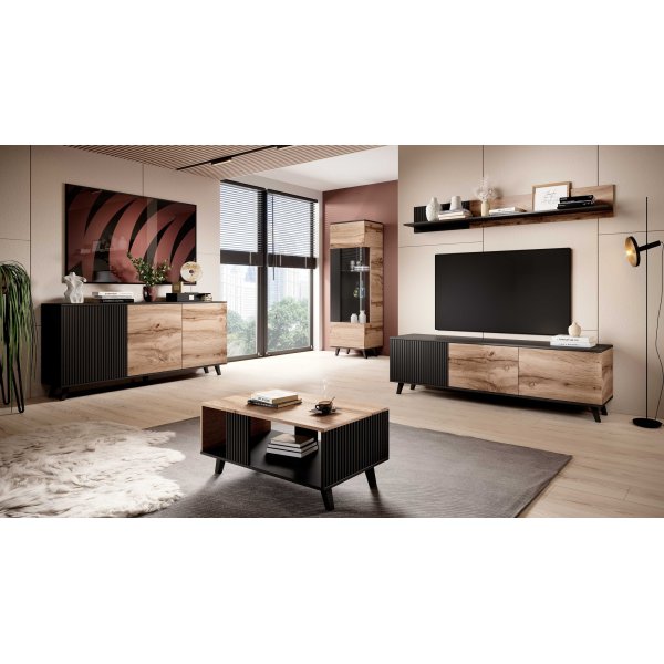 Fate Wandregal 180 cm - Wotan Eiche/schwarz