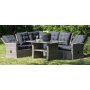 Orlando Ecksofa mit hoher Rckenlehne (verstellbar) inklusive Esstisch - Graues synthetisches Rattan