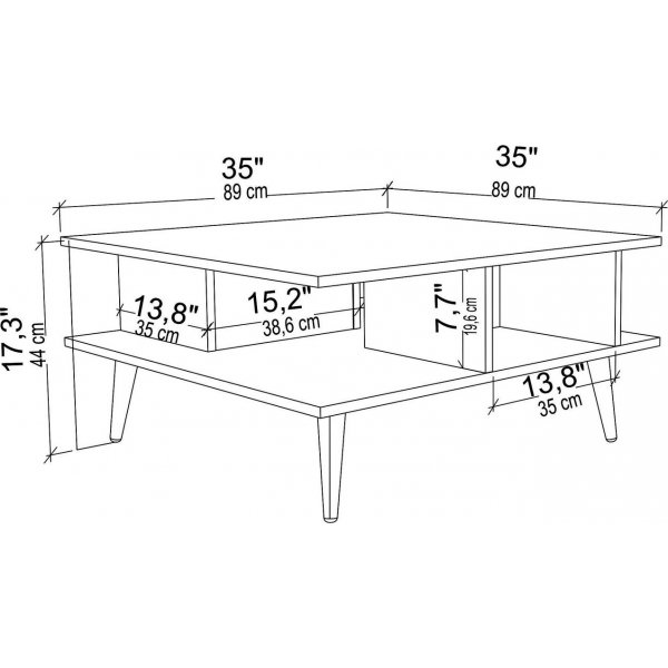 Akya Couchtisch 89 x 89 cm - Nussbaum/schwarz