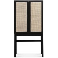 Ebener Schrank mit Türen aus Rattan - Schwarz Ebener Schrank mit Türen aus Rattan - Schwarz