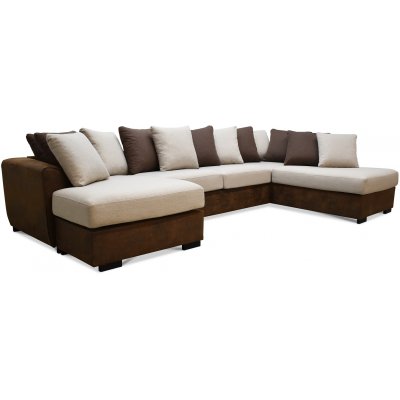 Delux U-Sofa mit offenem Ende rechts - Braun/Beige/Vintage