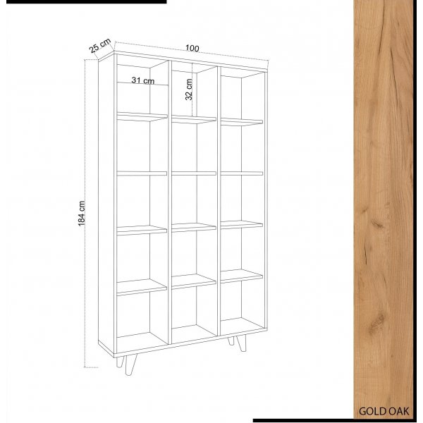 Zipa B�cherregal - Eiche