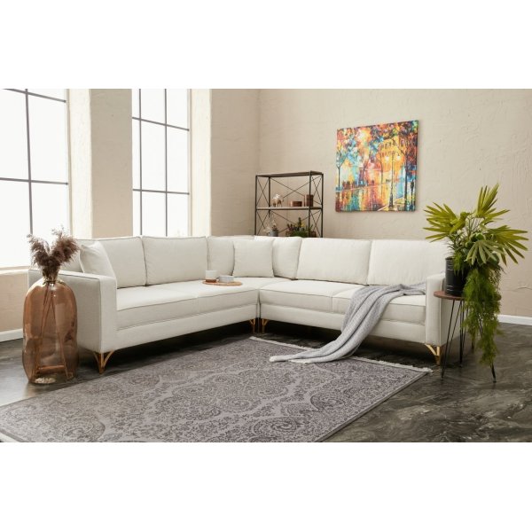 Berlin Ecksofa - Cremewei/Gold